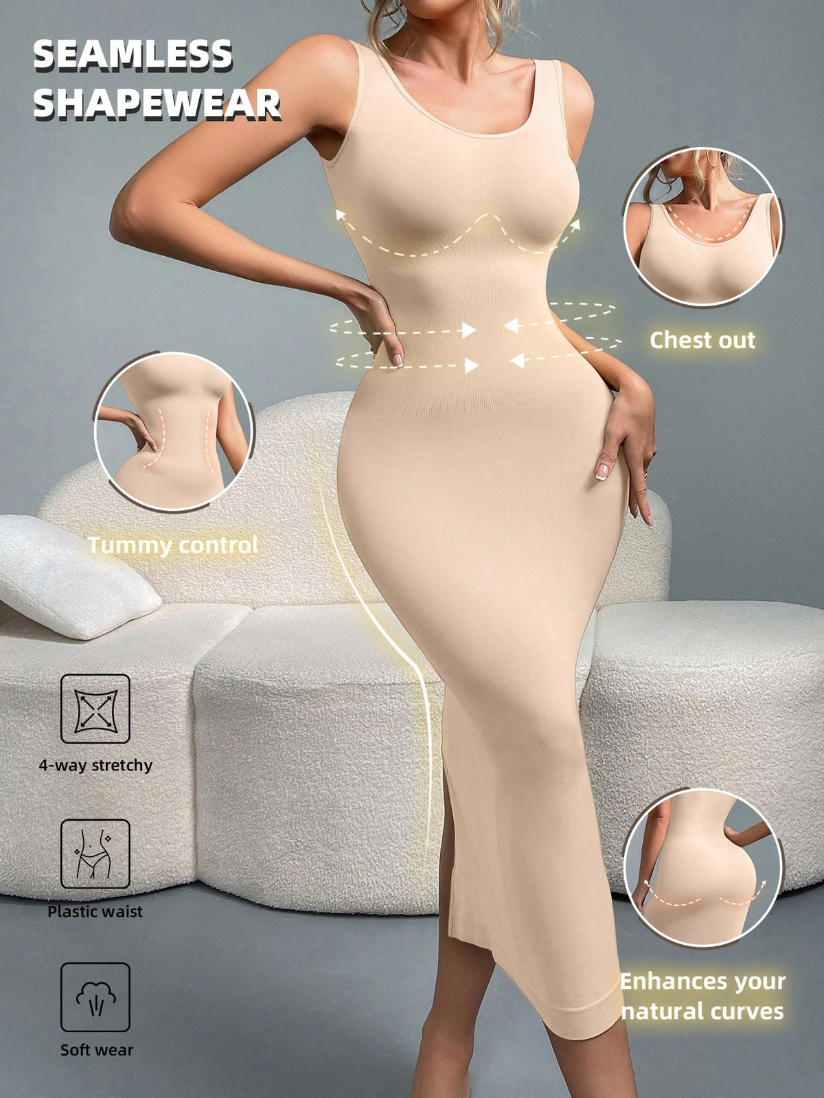 Anagua de Vestido Modelador Bodycon