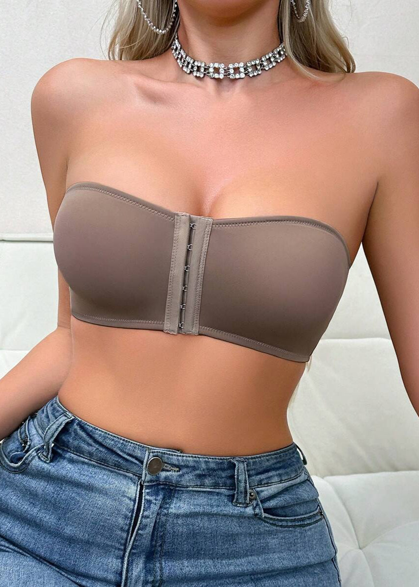 Sutiã Push-up Tomara que Caia com Fechamento Frontal Beige