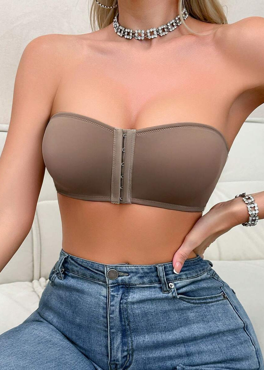 Sutiã Push-up Tomara que Caia com Fechamento Frontal Beige