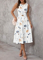 Vestido Midi sem Mangas Estampa Floral Karen