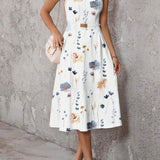 Vestido Midi sem Mangas Estampa Floral Karen