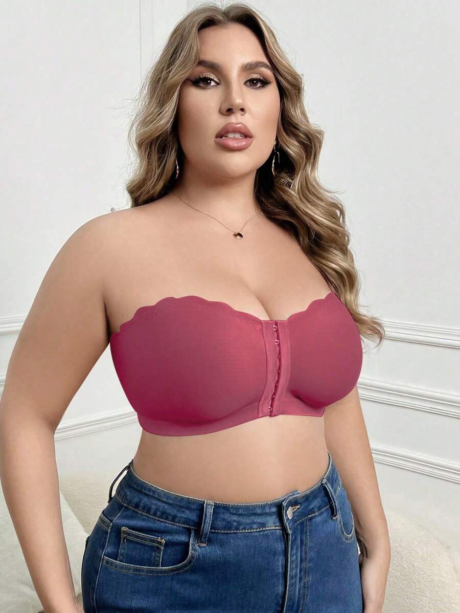 Sutiã Plus Size Tomara que Caia Tubular com Fecho Frontal sem Fios Watermelon