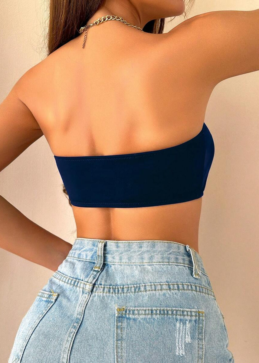 Sutiã Push-up Tomara que Caia com Fechamento Frontal Navy Blue