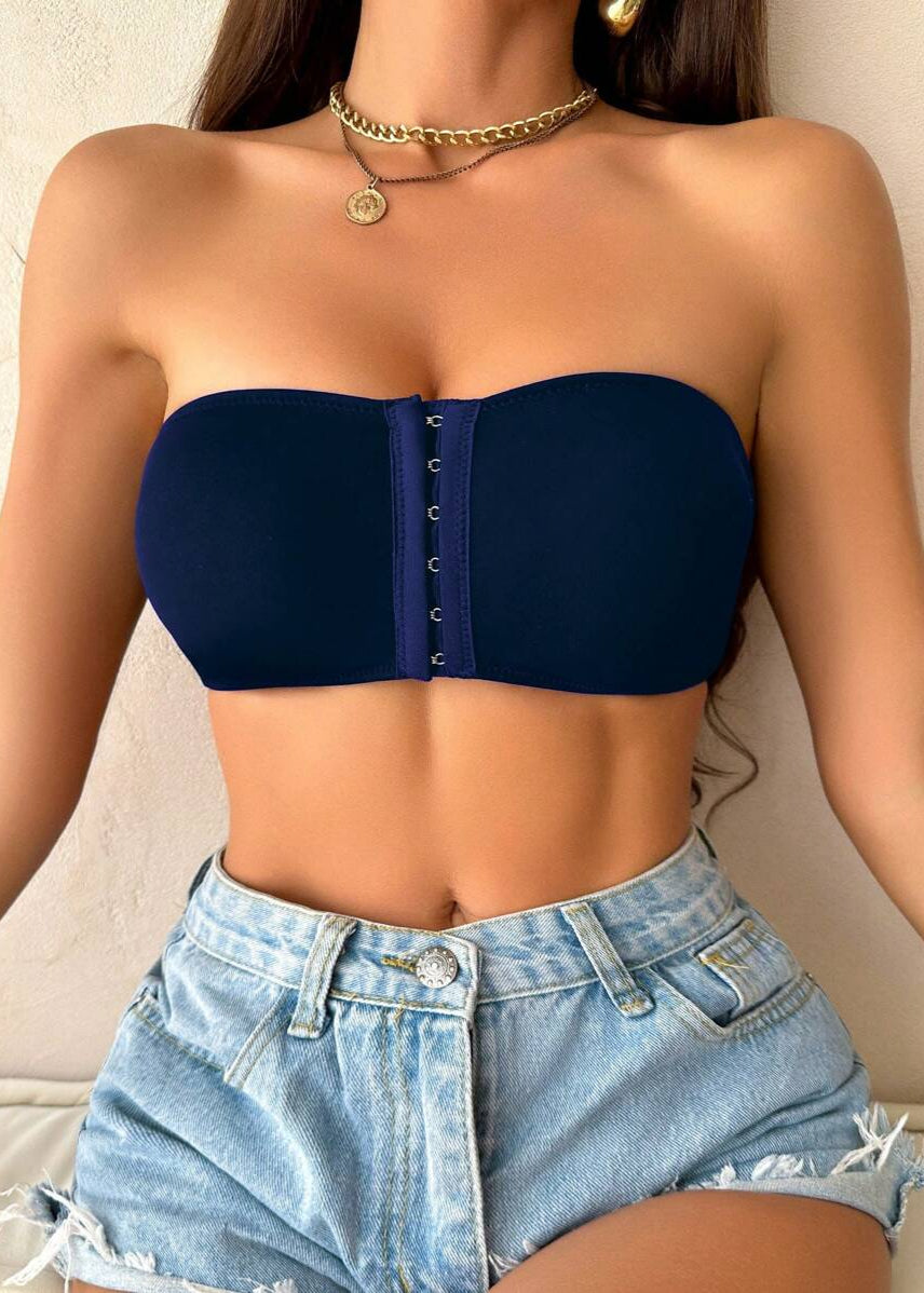 Sutiã Push-up Tomara que Caia com Fechamento Frontal Navy Blue