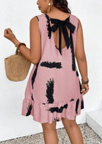 Vestido Plus Size Midi Boho e Amarração Traseira Fer Pink