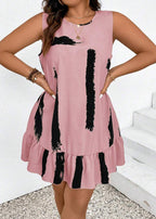 Vestido Plus Size Midi Boho e Amarração Traseira Fer Pink