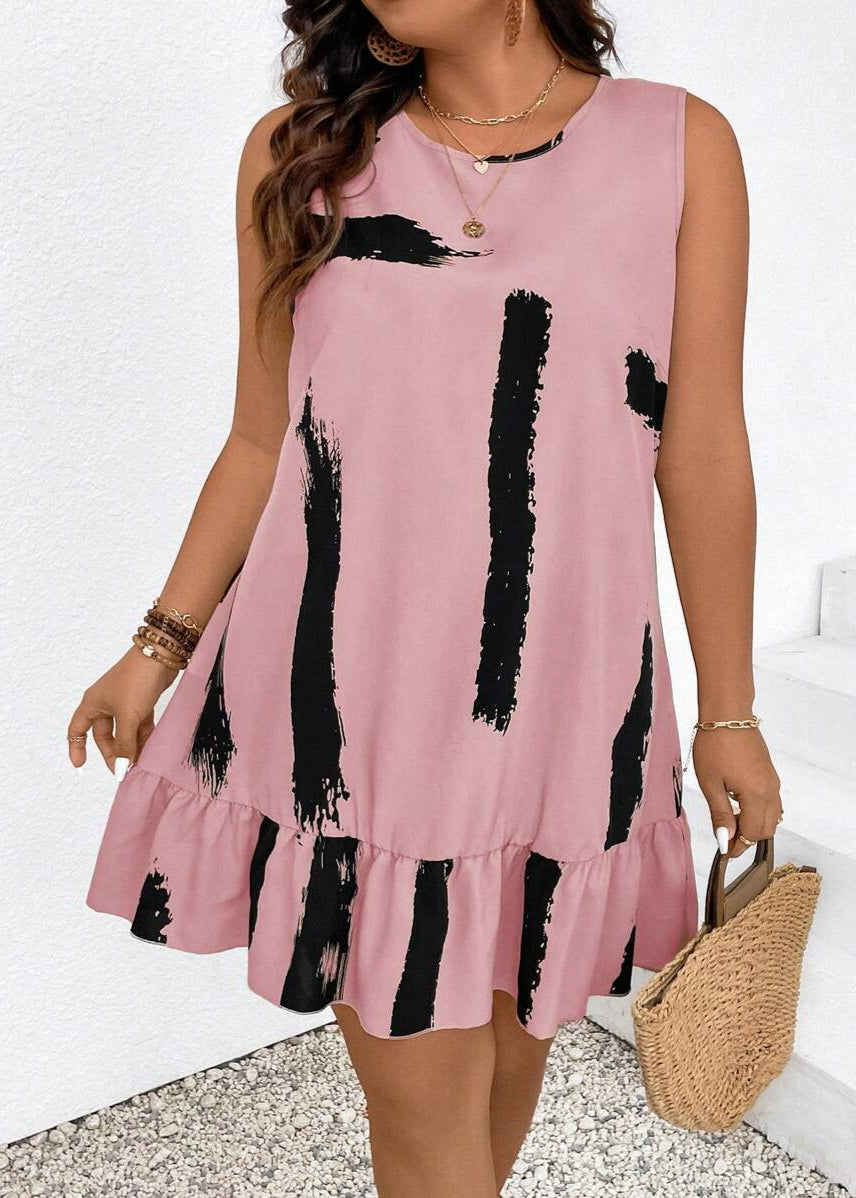 Vestido Plus Size Midi Boho e Amarração Traseira Fer Pink