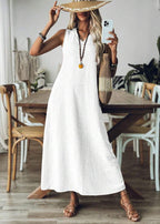 Vestido Longo Decote em V sem Manga Mariá White