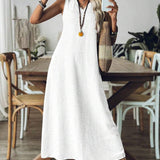 Vestido Longo Decote em V sem Manga Mariá White