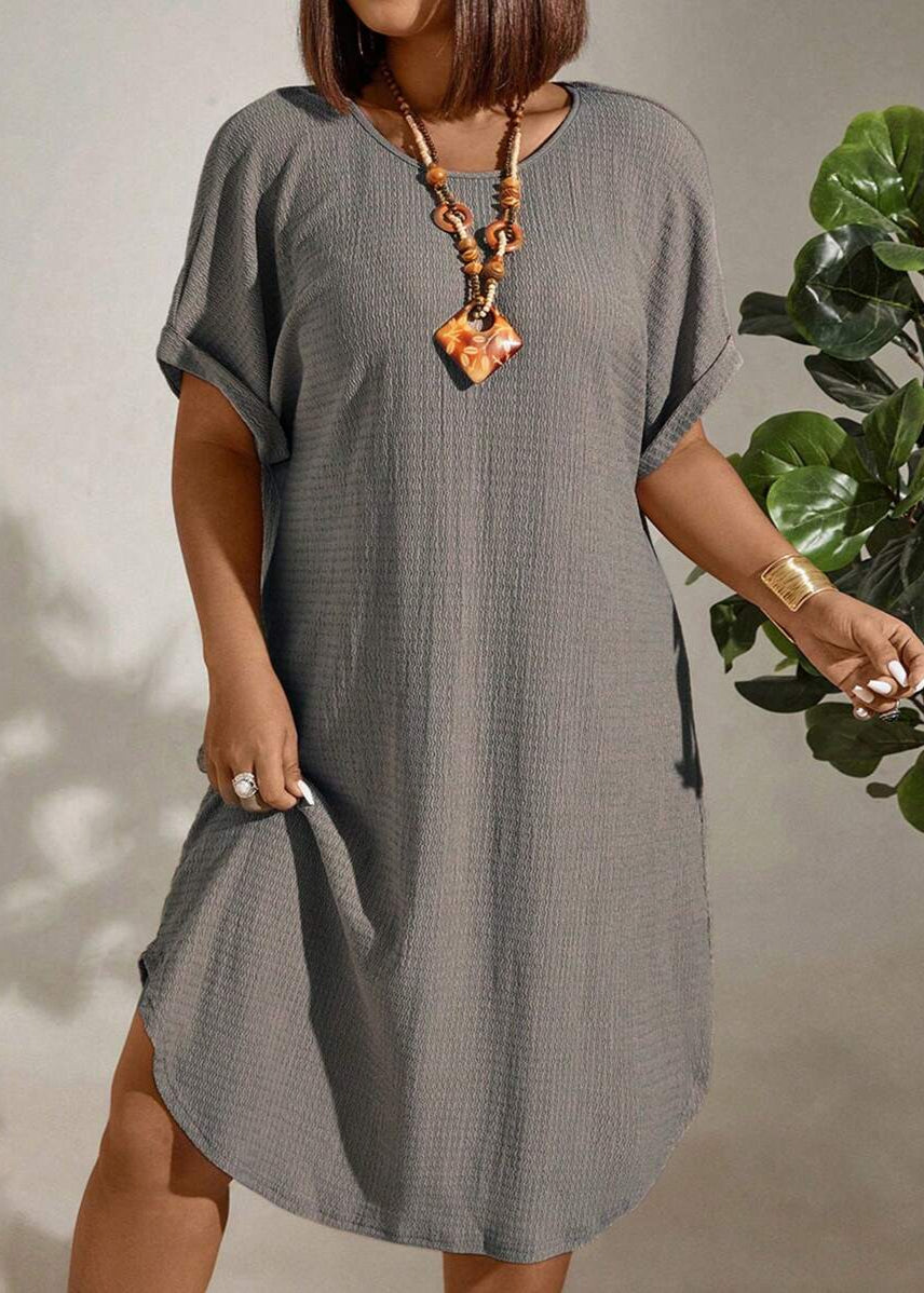 Vestido Plus Size Longo Bodycon com Manga Morcego Julia Gray