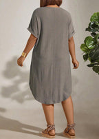 Vestido Plus Size Longo Bodycon com Manga Morcego Julia Gray