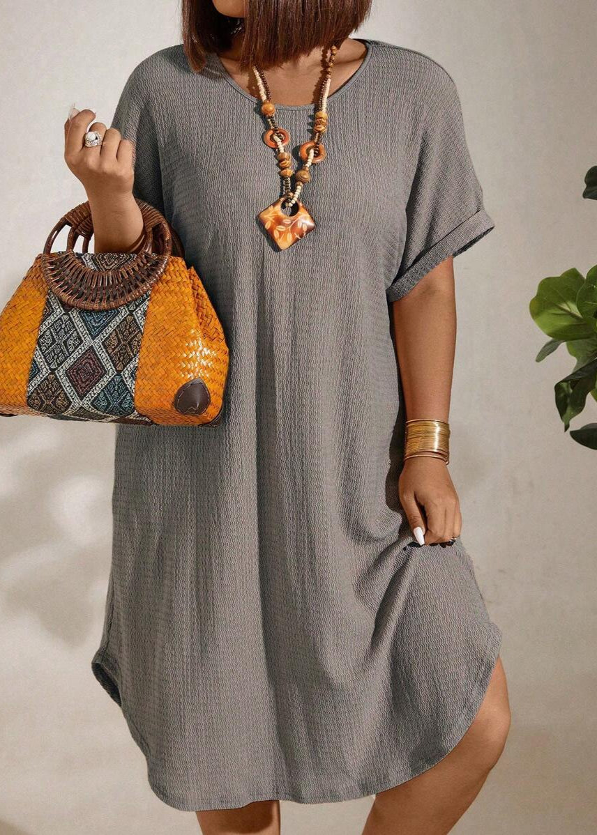 Vestido Plus Size Longo Bodycon com Manga Morcego Julia Gray