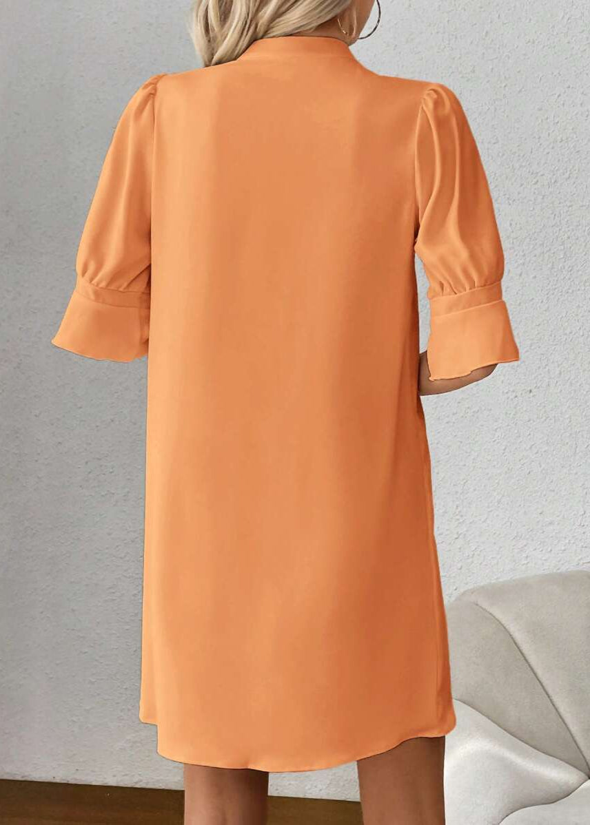 Vestido Midi Casual Decote Entalhado Alice Orange