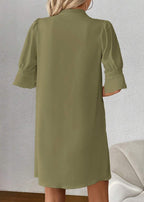 Vestido Midi Casual Decote Entalhado Alice Olive Green