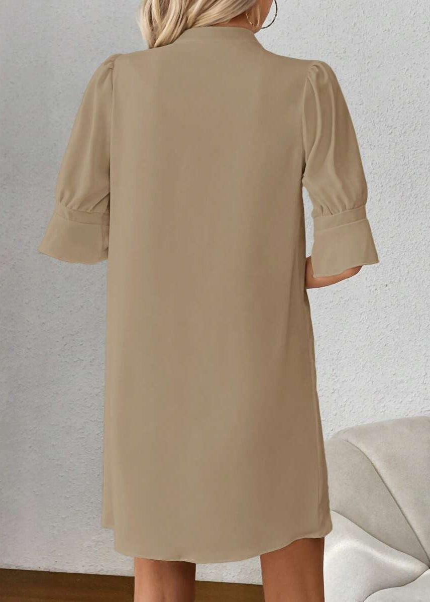 Vestido Midi Casual Decote Entalhado Alice Nude
