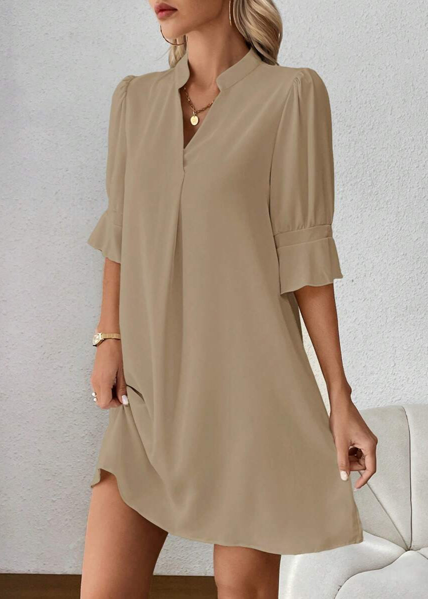 Vestido Midi Casual Decote Entalhado Alice Nude