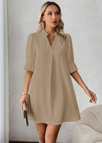 Vestido Midi Casual Decote Entalhado Alice Nude