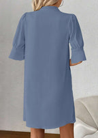 Vestido Midi Casual Decote Entalhado Alice Blue