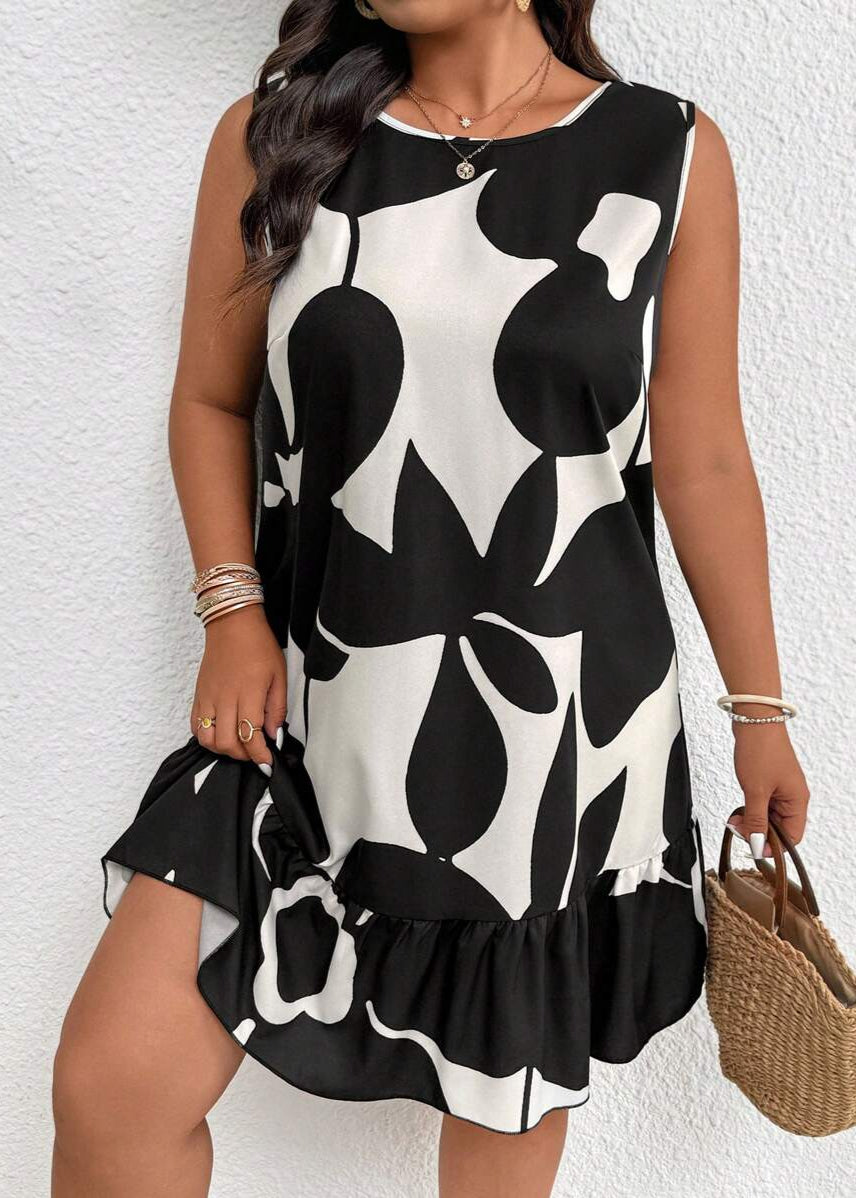 Vestido Plus Size Midi Boho e Amarração Traseira Fer Black
