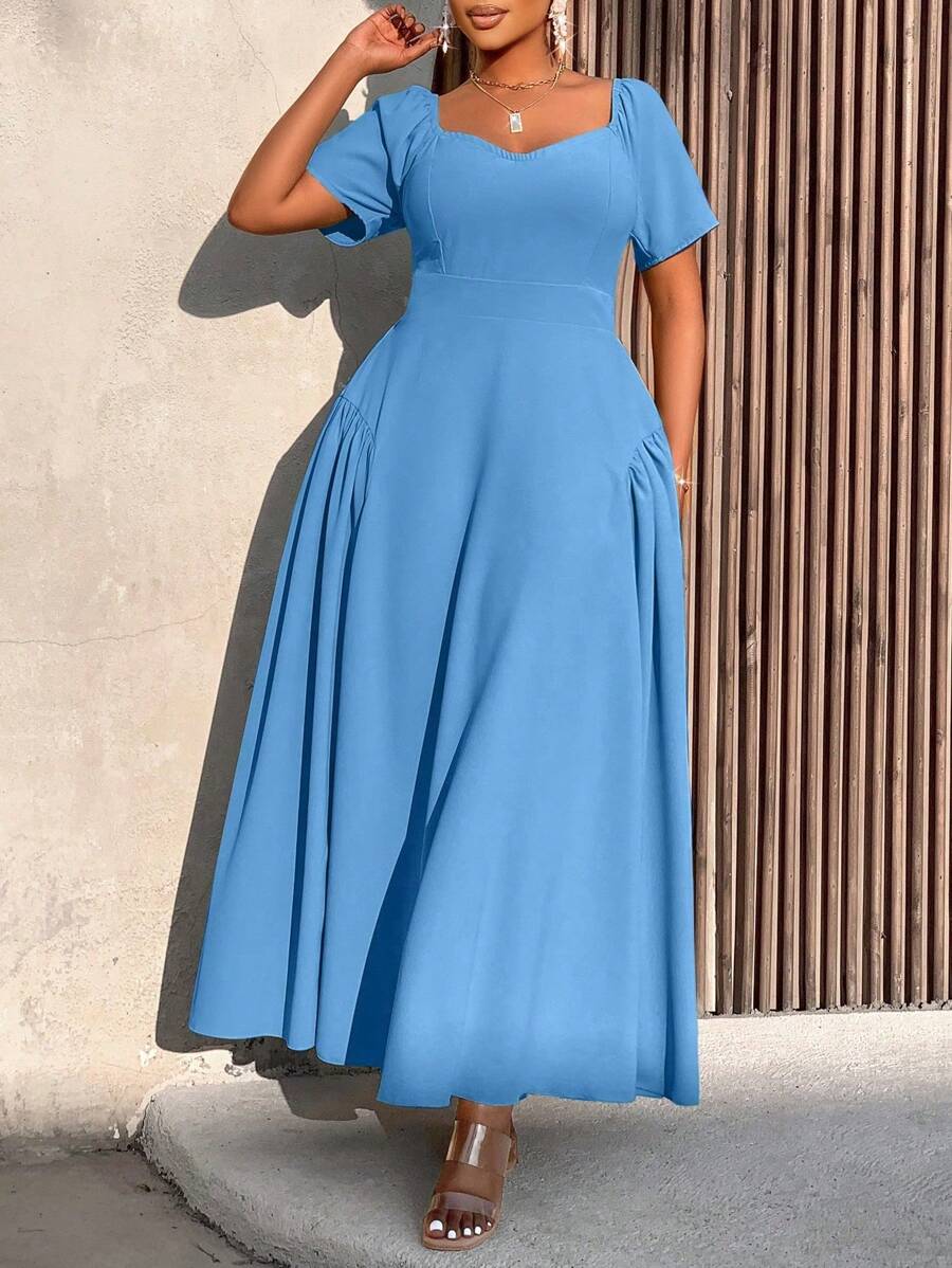 Vestido Plus Size Casual Elegante Mia Blue