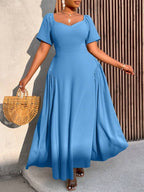 Vestido Plus Size Casual Elegante Mia Blue