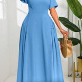 Vestido Plus Size Casual Elegante Mia Blue