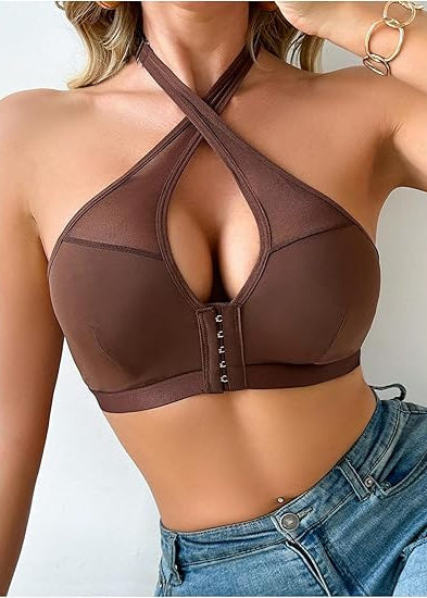 Sutiã Halter com Fechamento Frontal Ana Brown