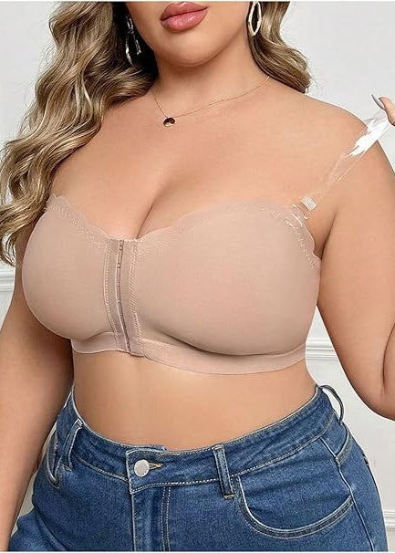 Sutiã Plus Size Tomara que Caia Tubular com Fecho Frontal sem Fios Damascus