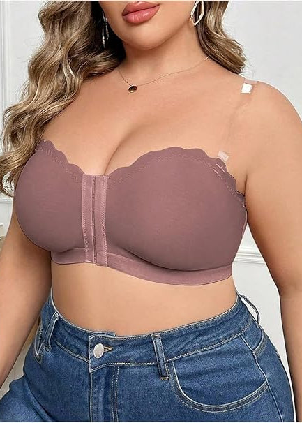 Sutiã Plus Size Tomara que Caia Tubular com Fecho Frontal sem Fios Brown