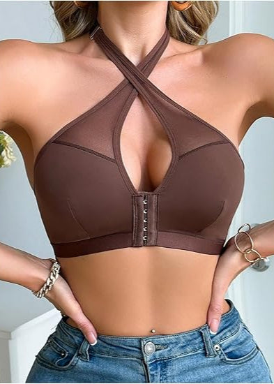 Sutiã Halter com Fechamento Frontal Ana Brown