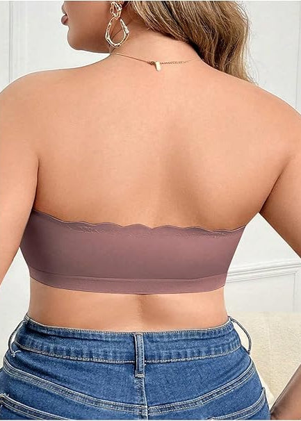 Sutiã Plus Size Tomara que Caia Tubular com Fecho Frontal sem Fios Brown