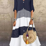 Vestido Longo Retro Manga 3/4 Daiane Blue