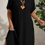 Vestido Plus Size Midi Soltinho Sabrina Black