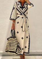 Vestido Longo Retro Manga 3/4 Melinda