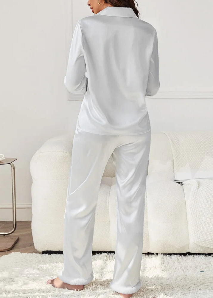 Pijama Americano Feminino Elegante Brisa White