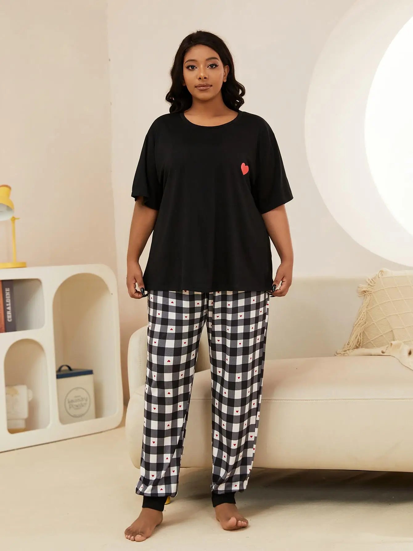 Pijama Feminino Plus Size Camiseta Manga Curta e Calça Letícia