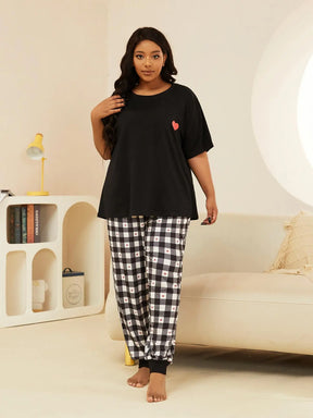 Pijama Feminino Plus Size Camiseta Manga Curta e Calça Letícia