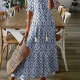 Vestido Longo Boho Vintage Camila Blue