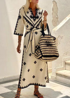 Vestido Longo Retro Manga 3/4 Melinda