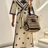 Vestido Longo Retro Manga 3/4 Melinda