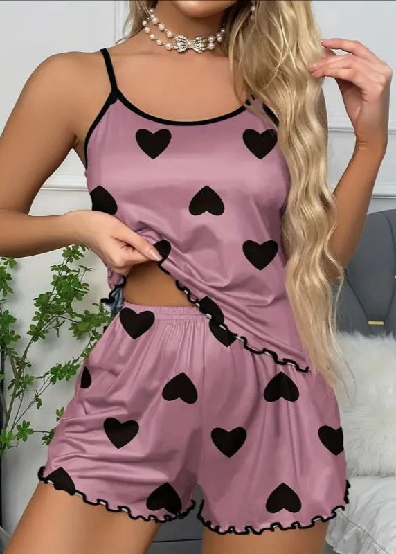 Pijama Feminino Curto Short Doll Heart Pink