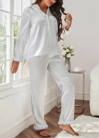 Pijama Americano Feminino Elegante Brisa White