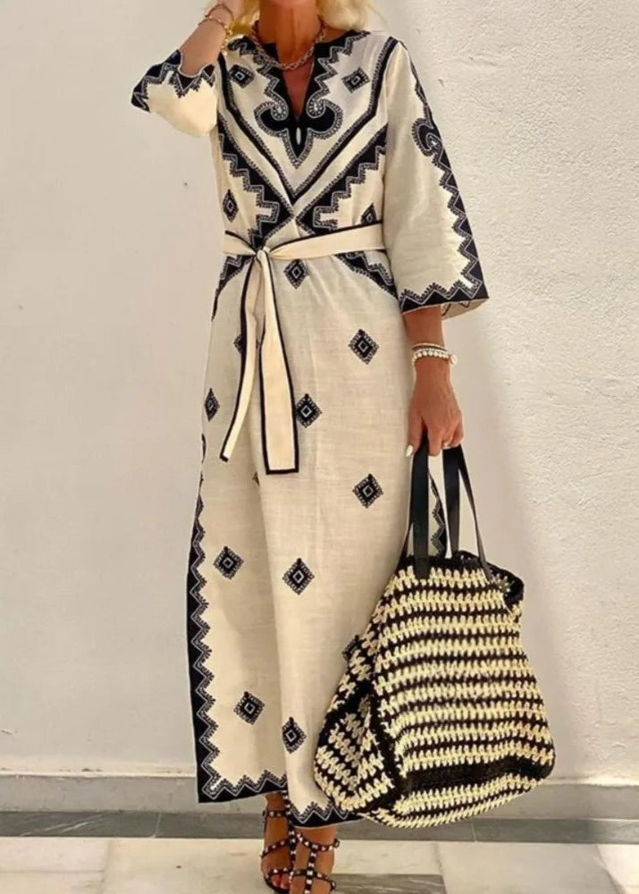 Vestido Longo Retro Manga 3/4 Melinda