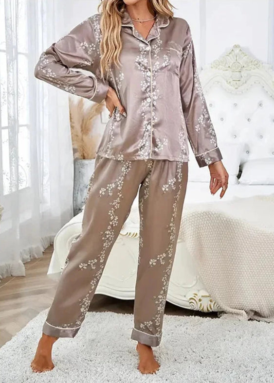 Pijama Americano Feminino Luxury Cíntia Khaki