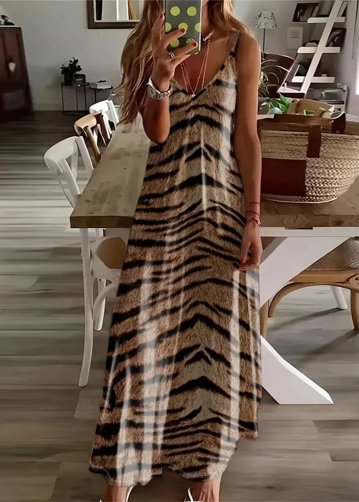 Vestido Longo Retro Boho Patricia Animal Print