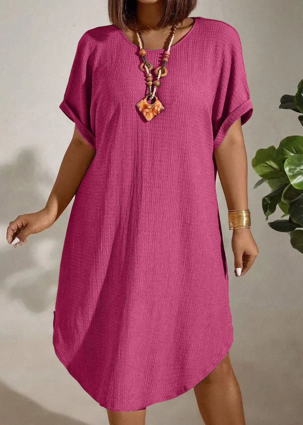 Vestido Plus Size Midi Soltinho Sabrina Pink