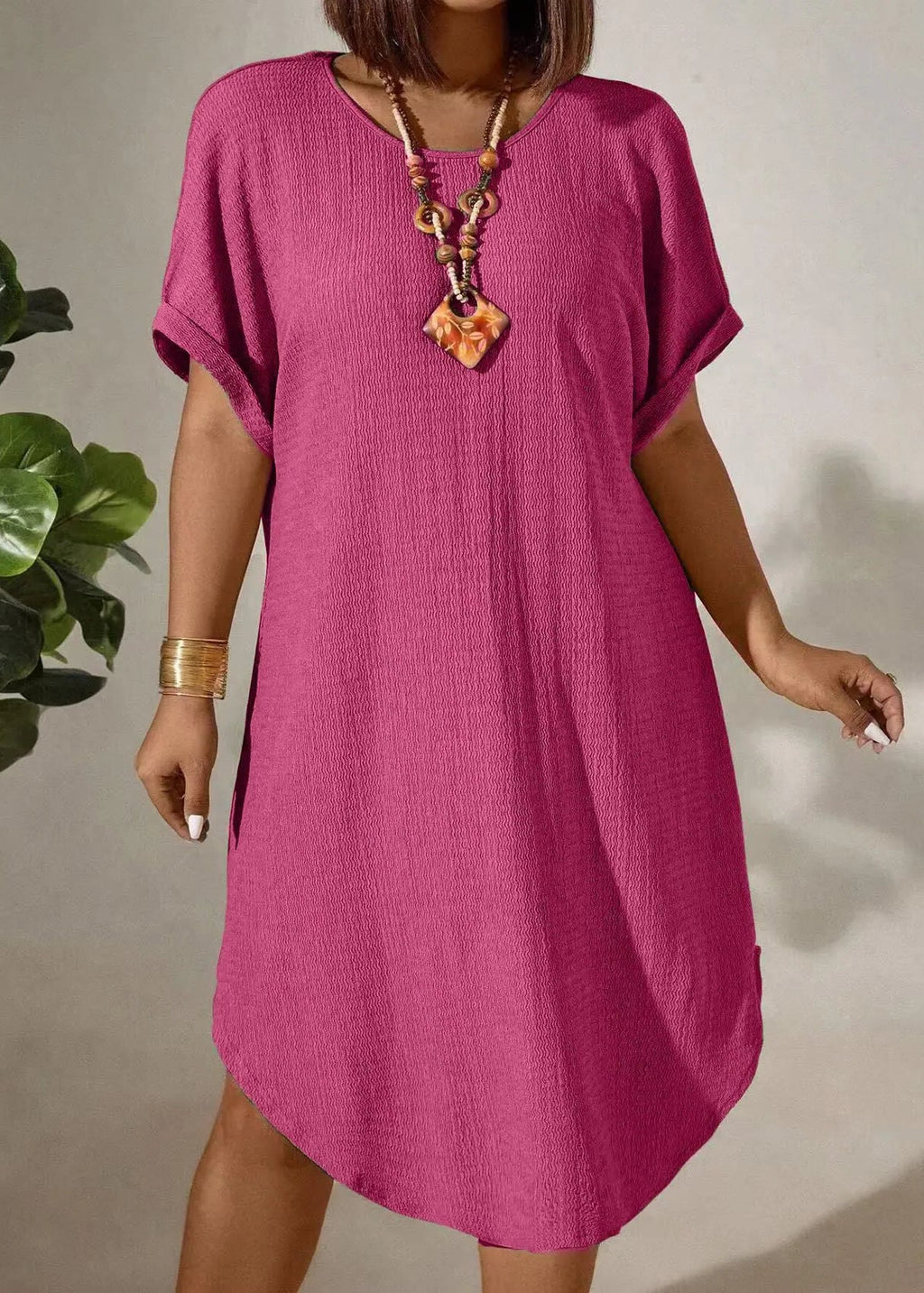 Vestido Plus Size Midi Soltinho Sabrina Pink
