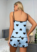 Pijama Feminino Curto Short Doll Heart Blue