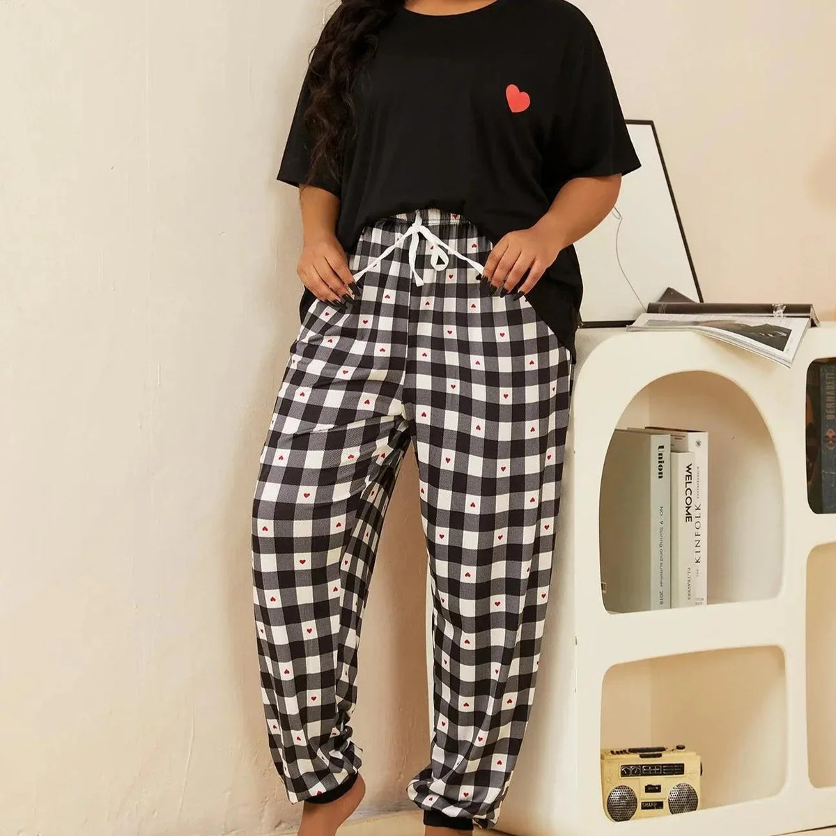 Pijama Feminino Plus Size Camiseta Manga Curta e Calça Letícia