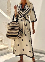 Vestido Longo Retro Manga 3/4 Melinda